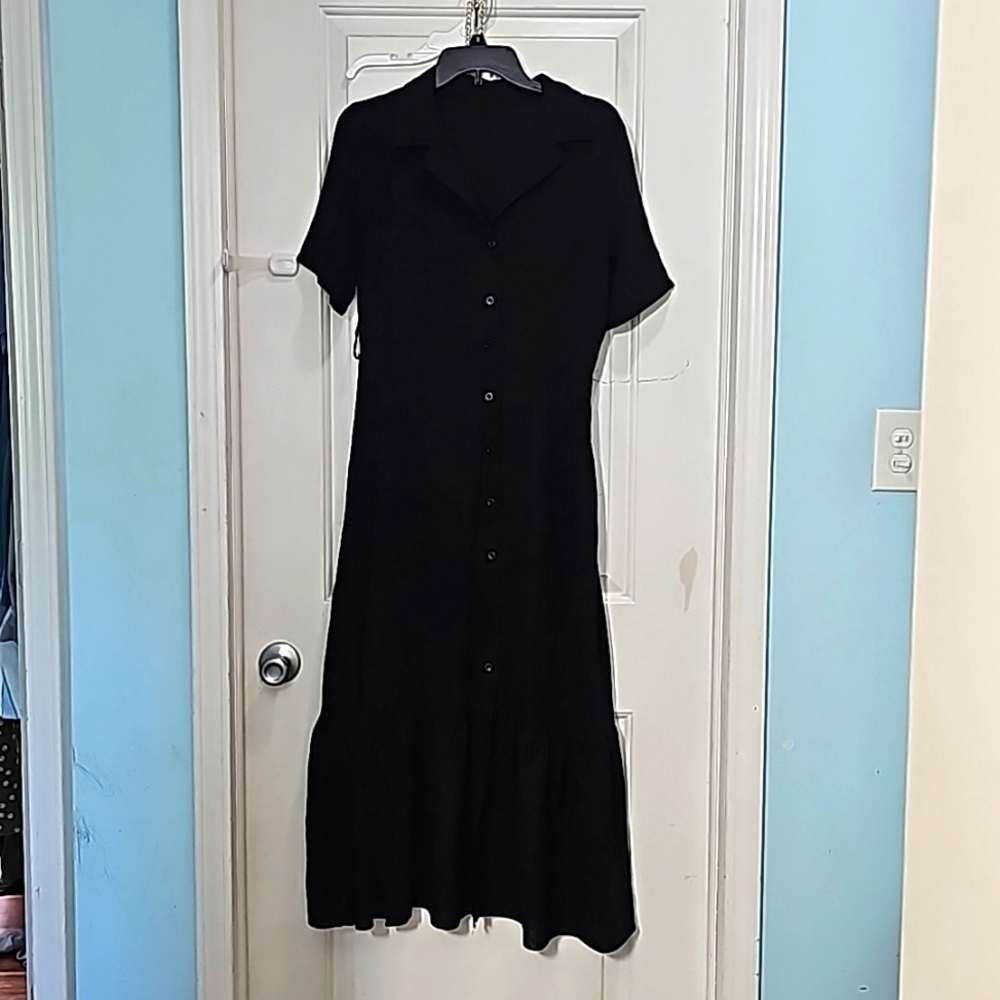 Long Black see-thru duster. Size Medium.